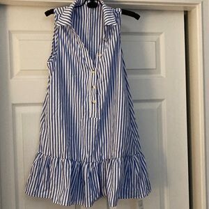 Blue and White Striped Dress Sz S NWT